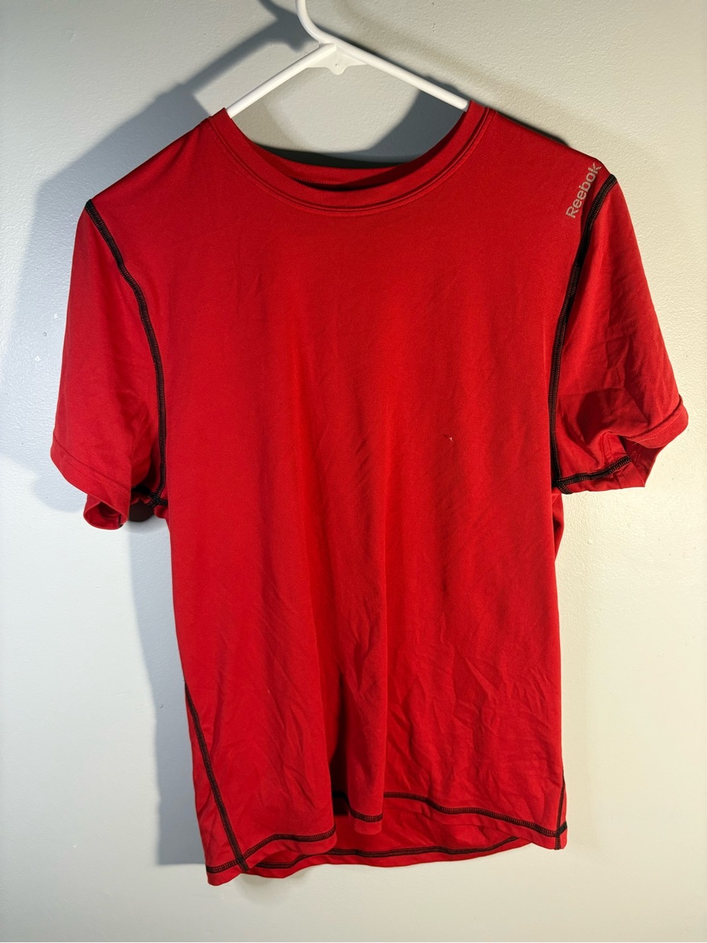 Reebok Red Short Sleeve Athletic Tee with Contrast Stitching
